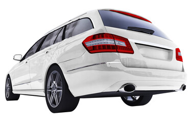 Obraz na płótnie Canvas Large white family business car with a sporty and at the same time comfortable handling. 3d rendering