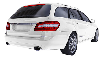 Obraz na płótnie Canvas Large white family business car with a sporty and at the same time comfortable handling. 3d rendering