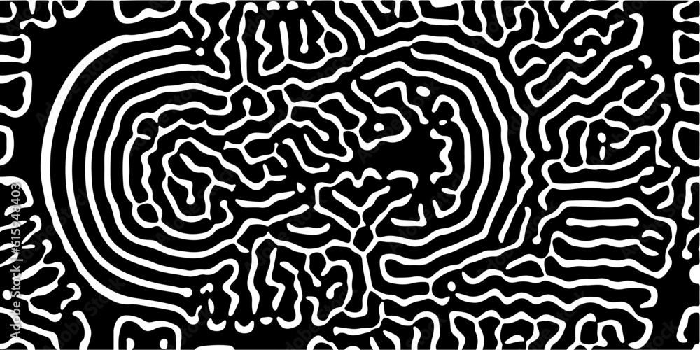 Fototapete Abstract black and white organic pattern created using a computer generative algorithm called reaction-diffusion.