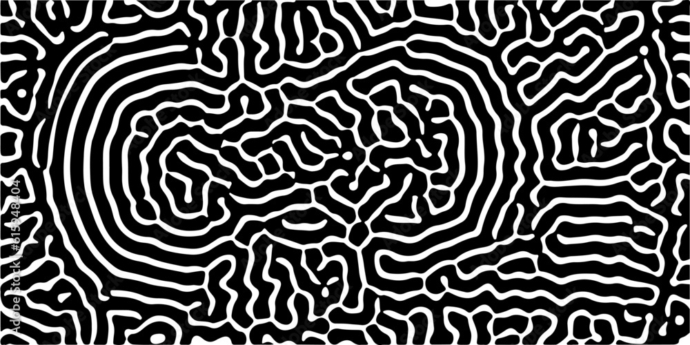 Poster Abstract black and white organic pattern created using a computer generative algorithm called reaction-diffusion.