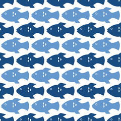 White seamless background with blue fish