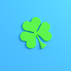 Clover on bright blue background. Minimalism concept. 3d render