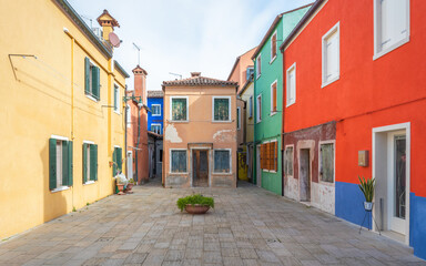 Fototapeta na wymiar Colorful houses on The Burano island near Venice, Italy, Europe.