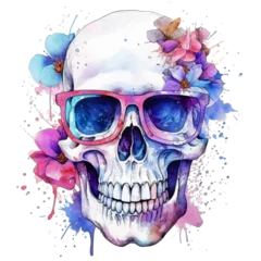 Photo sur Plexiglas Crâne aquarelle funny skull in watercolor design islolated against transparent background