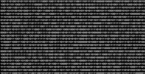 Binary code background. White numbers isolated on black. 3D render illustration.