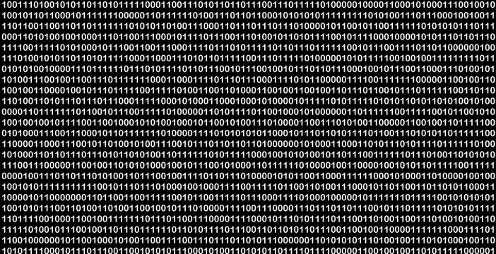 Binary code background. White numbers isolated on black. 3D render illustration.