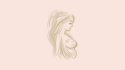 Minimal Line Pregnant Woman Illustration