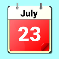day on the calendar, vector image format, JULY 23