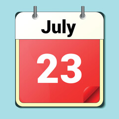 day on the calendar, vector image format, JULY 23