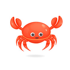 Crab cartoon character. Funny animal 3d vector icon