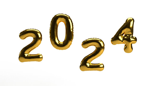 2024 happy new year balloon helium golden yellow orange color number text decoration ornament celebration merry christmas xmas 285 31 december winter season january calendar gift event party congrate