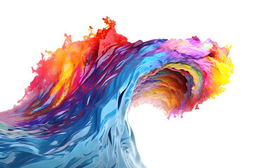Colorful paint splash. Rainbow splash wave. Isolated design element on the transparent background, created with Generative AI technology