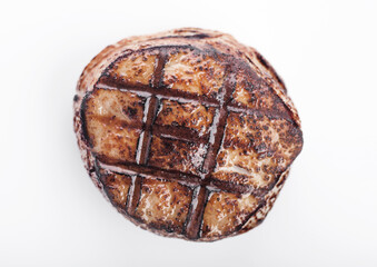 Grilled juicy beef pork steak slice on white background