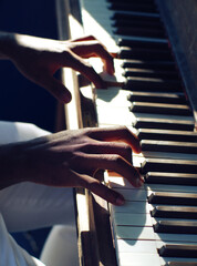 hands playig piano jazz keyboard practicing musical instrument music melody © Designpics