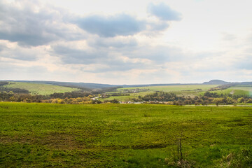 Fototapeta na wymiar Spring Ukrainian fields in the Donetsk region. Ukraine. April 2010