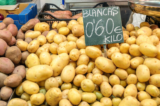 Potatoes in the Central Market of Valencia, Spain