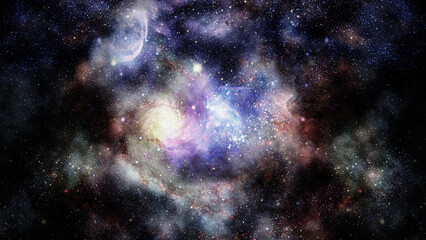 Obraz na płótnie Canvas Starry deep outer space - nebula and galaxy