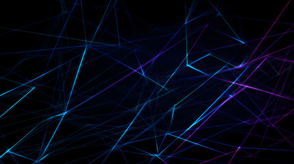 Naklejka na ściany i meble Plexus Neon Black Background Digital Desktop Wallpaper HD 4k Network Nodes Lines 