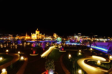 Night view of center in Bandar Seri Begawan, Brunei, Asia