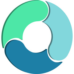 3D Infographic Pie Flow Chart Diagram with 3 Sections