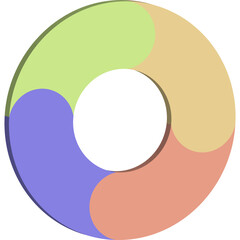 3D Infographic Pie Flow Chart Diagram with 4 Sections