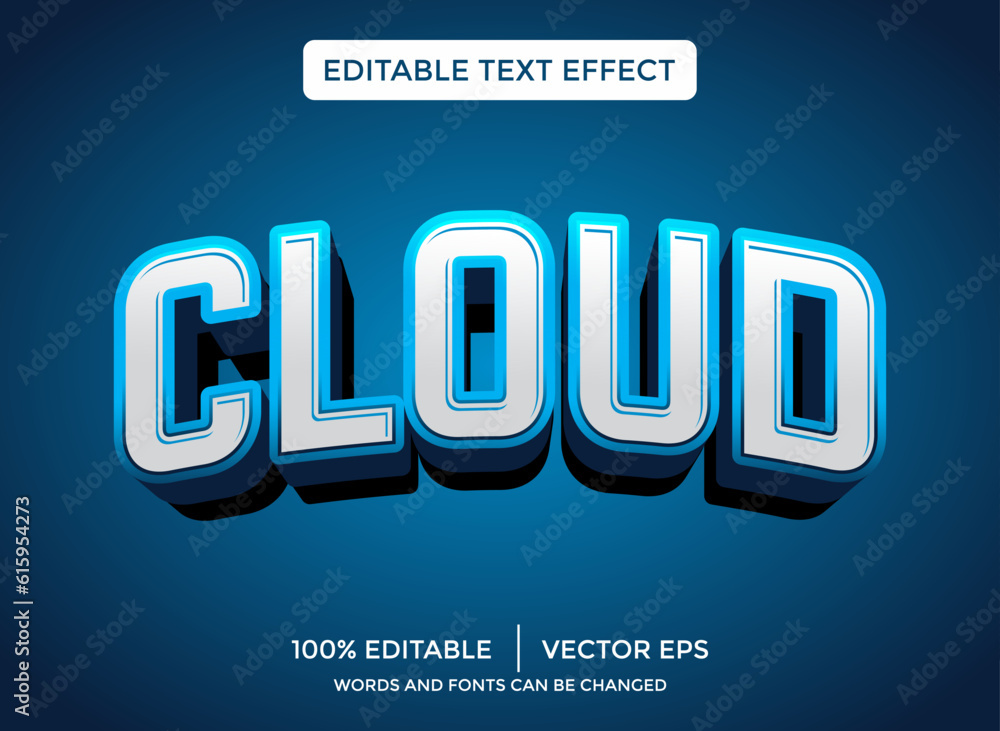 Poster cloud 3d editable text effect template