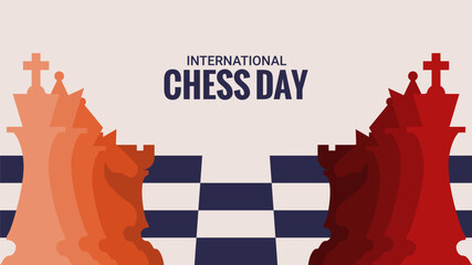flat design international chess day banner template