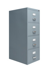 Filing cabinet on white background, office furnishing and data storage concept