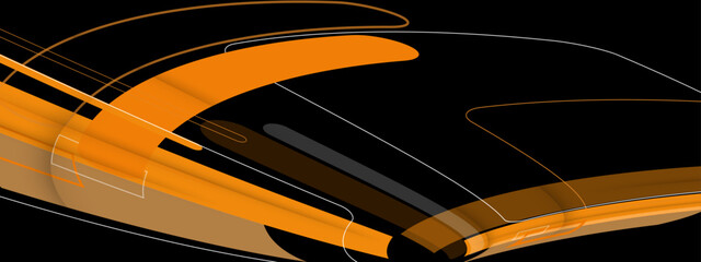 Abstract black and orange elegant vector background with bright rectangular geometric paper