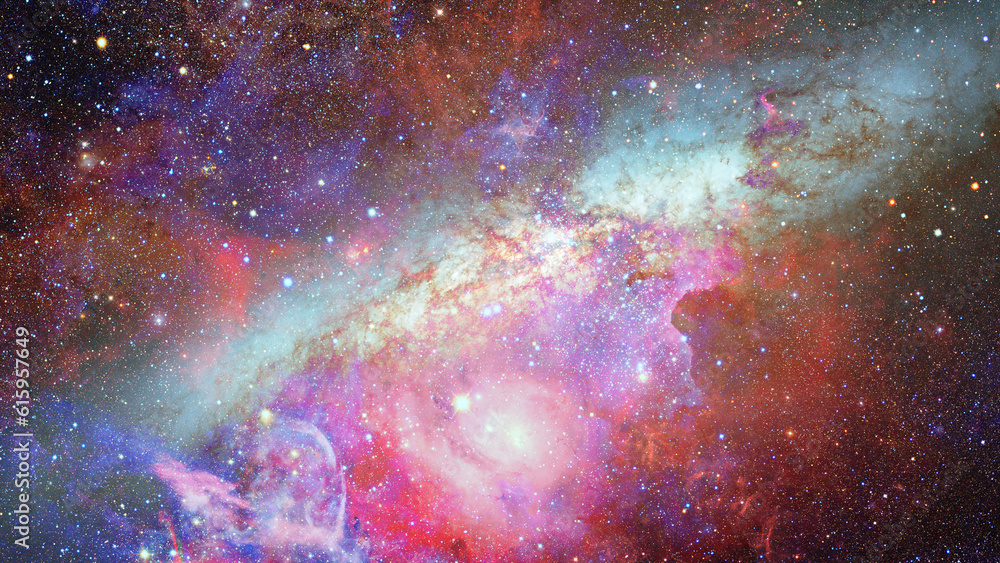 Poster colored nebula and open cluster of stars in the universe. elements of this image furnished by nasa.