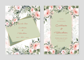 colorful coloutful floral flower vector elegant leaves wedding invitation card template watercolor