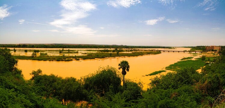 Aerial view to Niger river in Niamey , Niger
