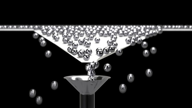 3D rendering of Balls arrange with magnet and funnel, 3d render