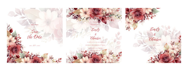 colorful colourful floral flower beautiful and elegant floral wedding invitation card template