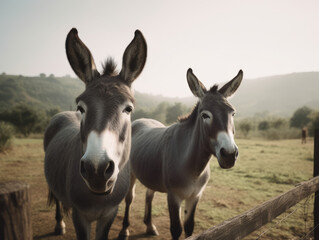 Obraz na płótnie Canvas donkeys on hill 
