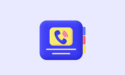 3d icon blue phone book vector symbols isolated on background