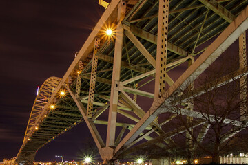Under the Fremont Bridge in Portland Oregon at night