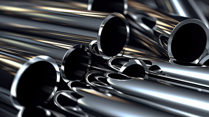 Naklejka premium Stainless steel pipes at the factory