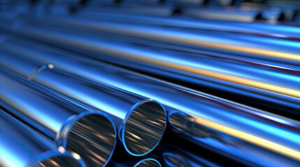 Stainless steel pipes at the factory