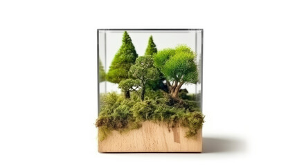 small forest in glass box