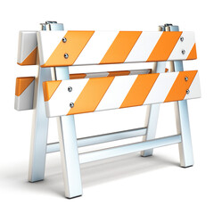 Under construction barrier side view 3D render illustration isolated on white background