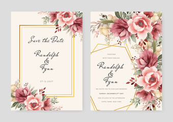 colorful colourful floral flower beautiful hand drawn wedding invitation card watercolor