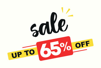 65% off. Special offer, sales, promo, shop. Campaign for retail, store. Vector illustration discount price