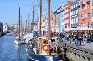 Travel to Europe under spring,Nyhavn in the Copenhagen -Denmark