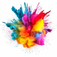 colorful mixed rainbow powder explosion isolated on white background | Generative AI