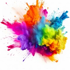 Fototapeta na wymiar colorful mixed rainbow powder explosion isolated on white background | Generative AI