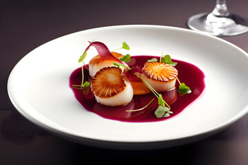 Luxury scallop dish, Generative AI