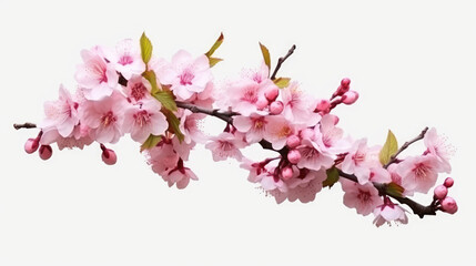 Sakura branch on white background created with Generative AI technology