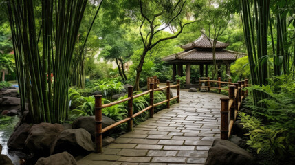 Obraz premium wooden bridge in the garden