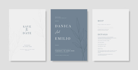 Premium wedding invitation template. Trendy wedding engagement template. engraved wedding invitation template